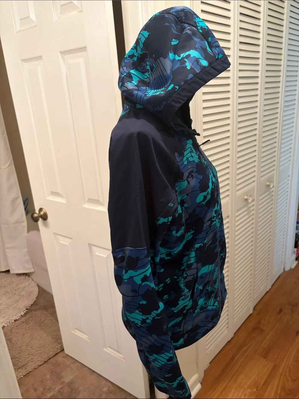 Athletic Works Boys Navy & Teal Camouflage Half-Zip Hoodie